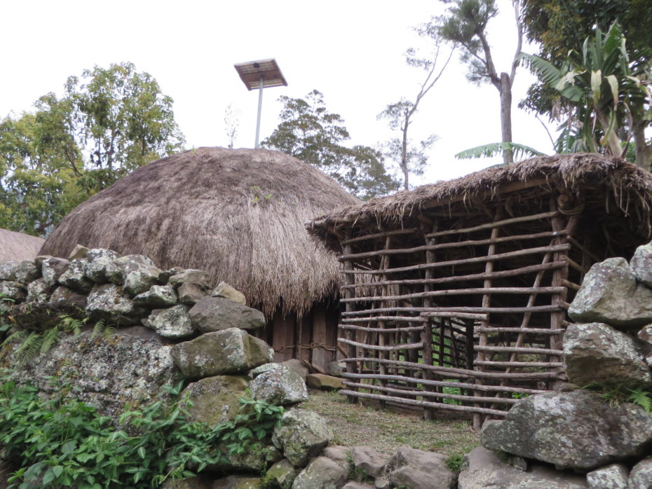 Thatched hut and solar panel - a classic combination