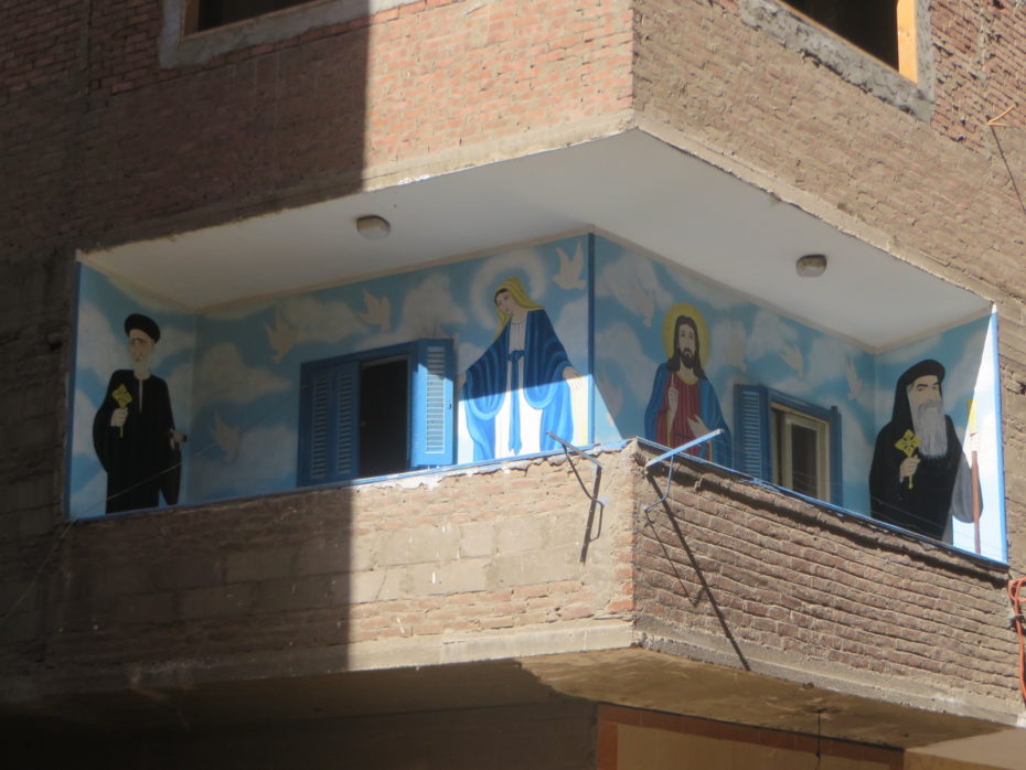 One of many brightly decorated balconies